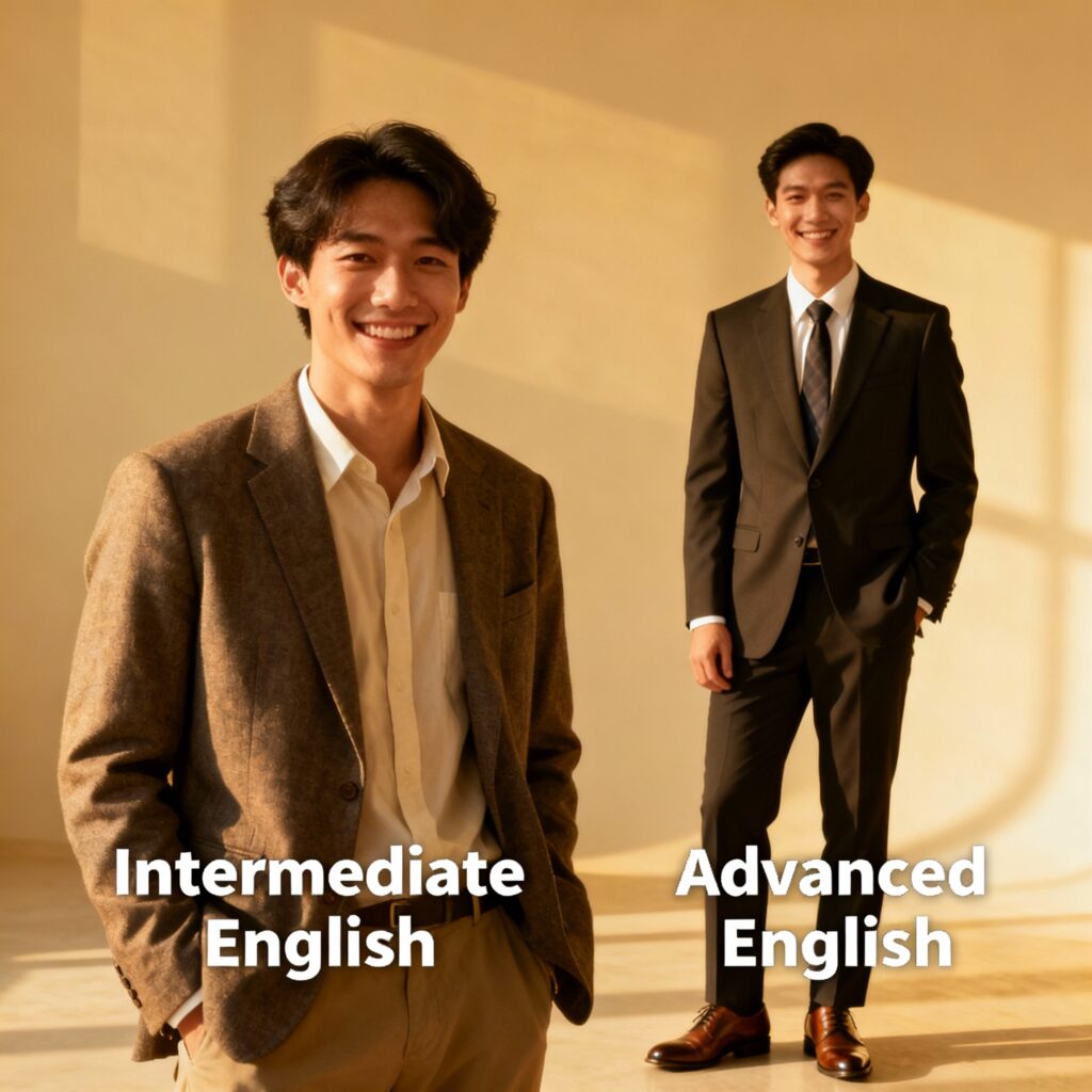 Intermediate and Advanced English: Key Differences & Proficiency Markers 3 Intermediate and Advanced English with men