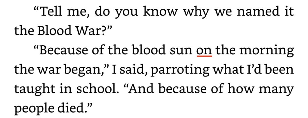 Example of the prepositions in the morning vs on the morning from Heat of the Everflame novel
