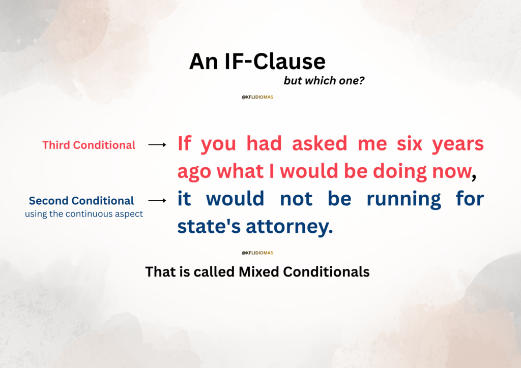 Color-coded analysis of C1-level mixed conditional sentence from TV show